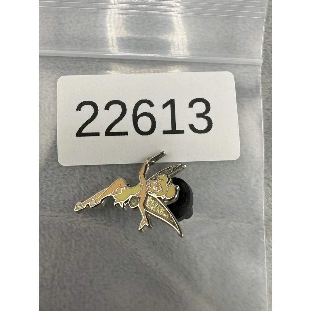 Vintage Disney Pin Tinkerbell Disneyland Resort Exclusive Silver Tone Glitter